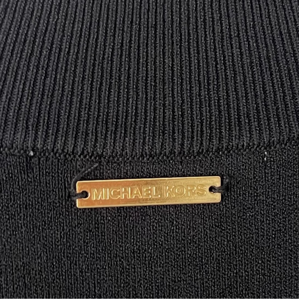 MICHAEL KORS Black Sleeveless Mock Neck Knit Midi Dress Stretch Bodycon Medium - Picture 8 of 8